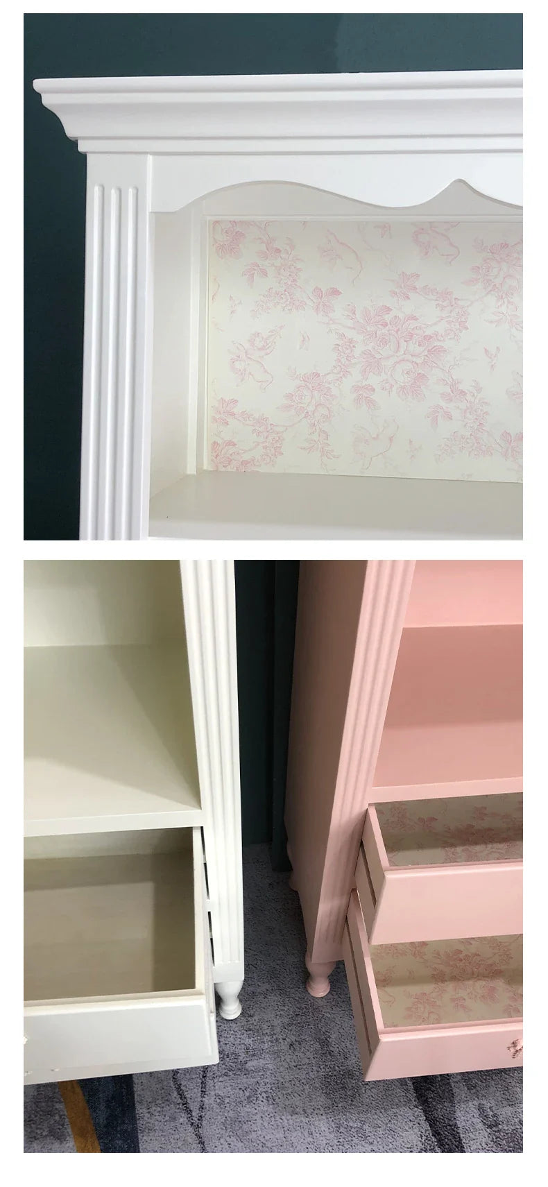 French Bookcase Bookshelf and Storage Shelf Modern Pastoral Hand Office Display Rack Display Cabinet Integrated Bookcase