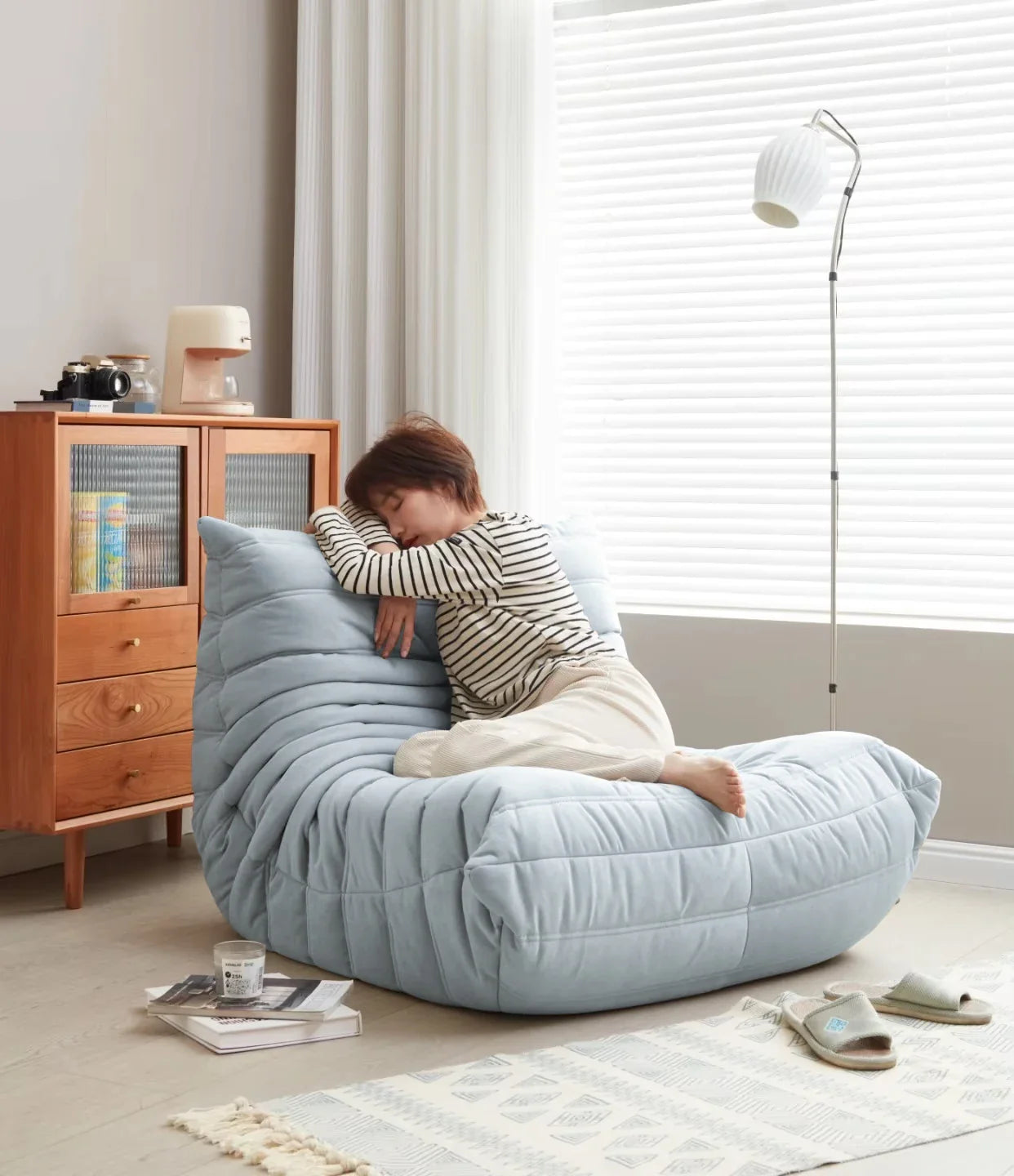 Modern Living Room Chair Big Bean Bag Adult Floor Sofa Recliner Memory Foam Lazy Couch