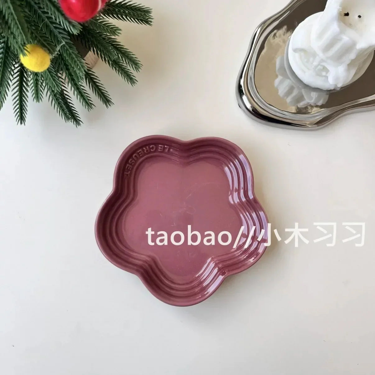 French Flower Shaped Small Plate Colored Ceramic