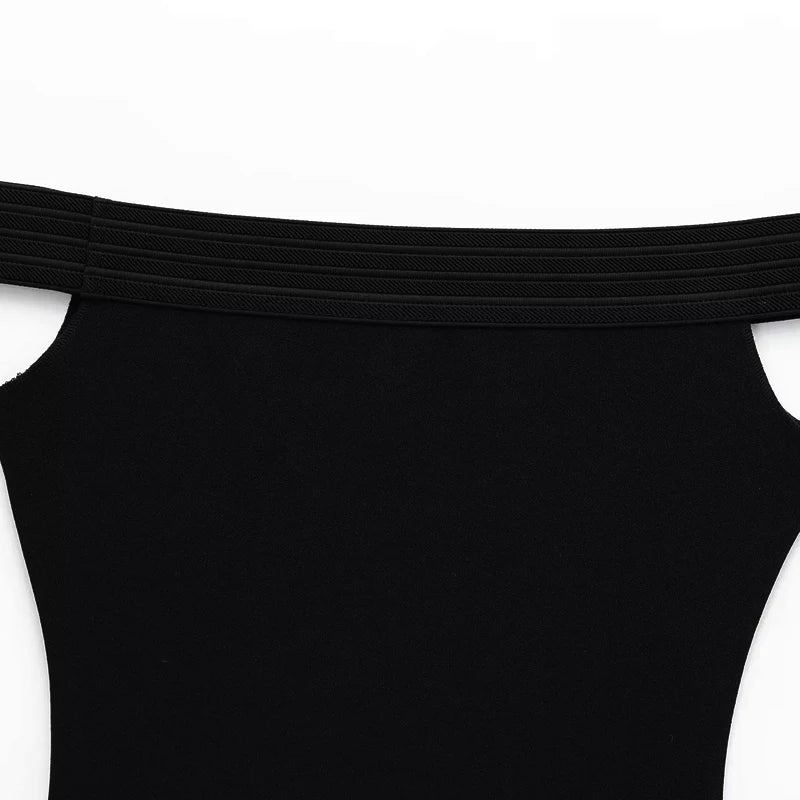 Women Black Bodysuit Off Shoulder Slimming Sexy Tops Elegant Spandex Corset Bodycon Bodys Sleeveless Thong Bodysuit