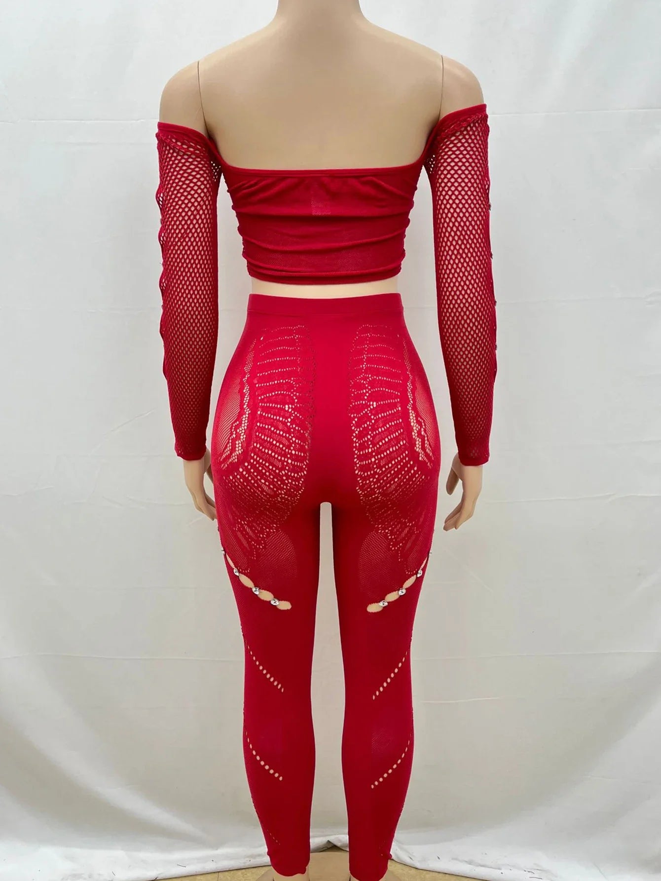 Sexy See Through Rhinestone Jumpsuit Women Pants Summer Bodycon Romper Jumpsuit Woman Long Sleeve