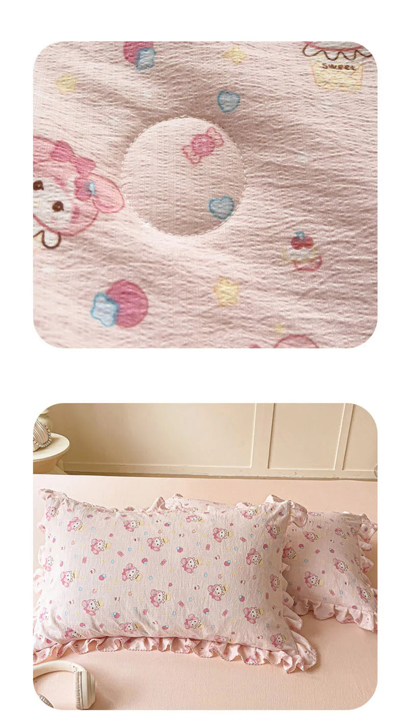 Korean Quilt with Lace and Ruffle Pure Cotton Patchwork Comforter for Summer Skin-Friendly Breathable Cooling Blanket for Home