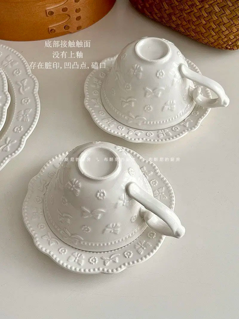 White French Lace Cup and Plate Set