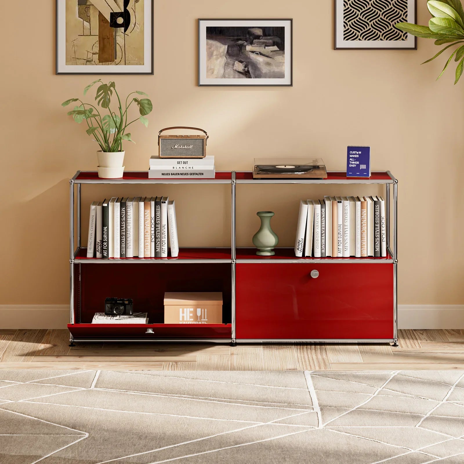 Storage Cabinet Module Furniture Haller Storage Shelf Sideboard Living Room Furniture Bed Side TableNight Stand Cabinet Home Use