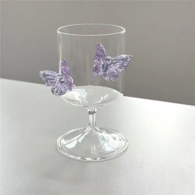 Original High Legged Glass Cup Butterfly Glassware Aesthetic Cup