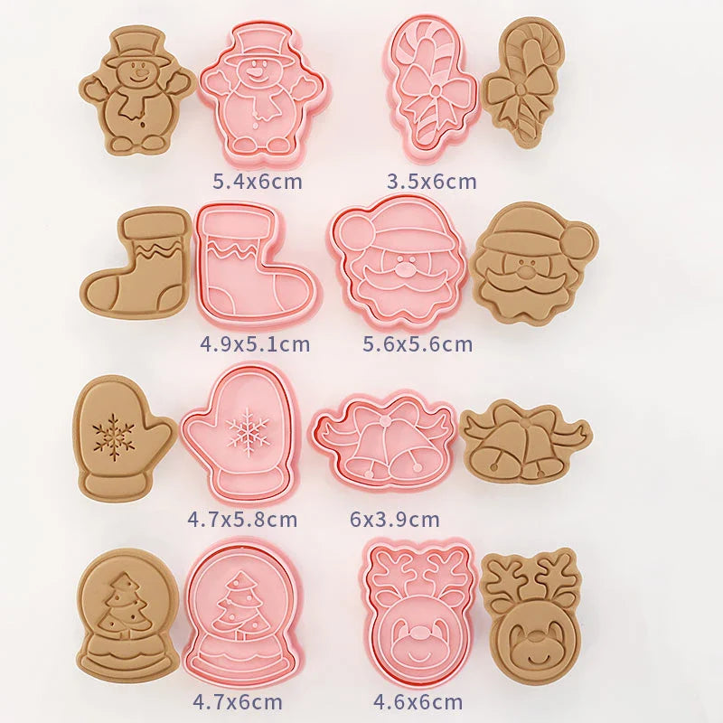 Cookie Cutters Plastic 3D Cute Cartoon Pressable Biscuit Mold Cookie Stamp Kitchen Baking Pastry Bakeware 8 Pcs/set