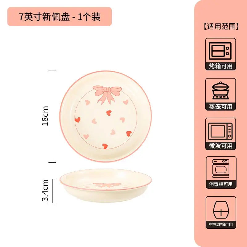 Ceramic Lovely Bow Wave Lace Ceramic Heart Plate