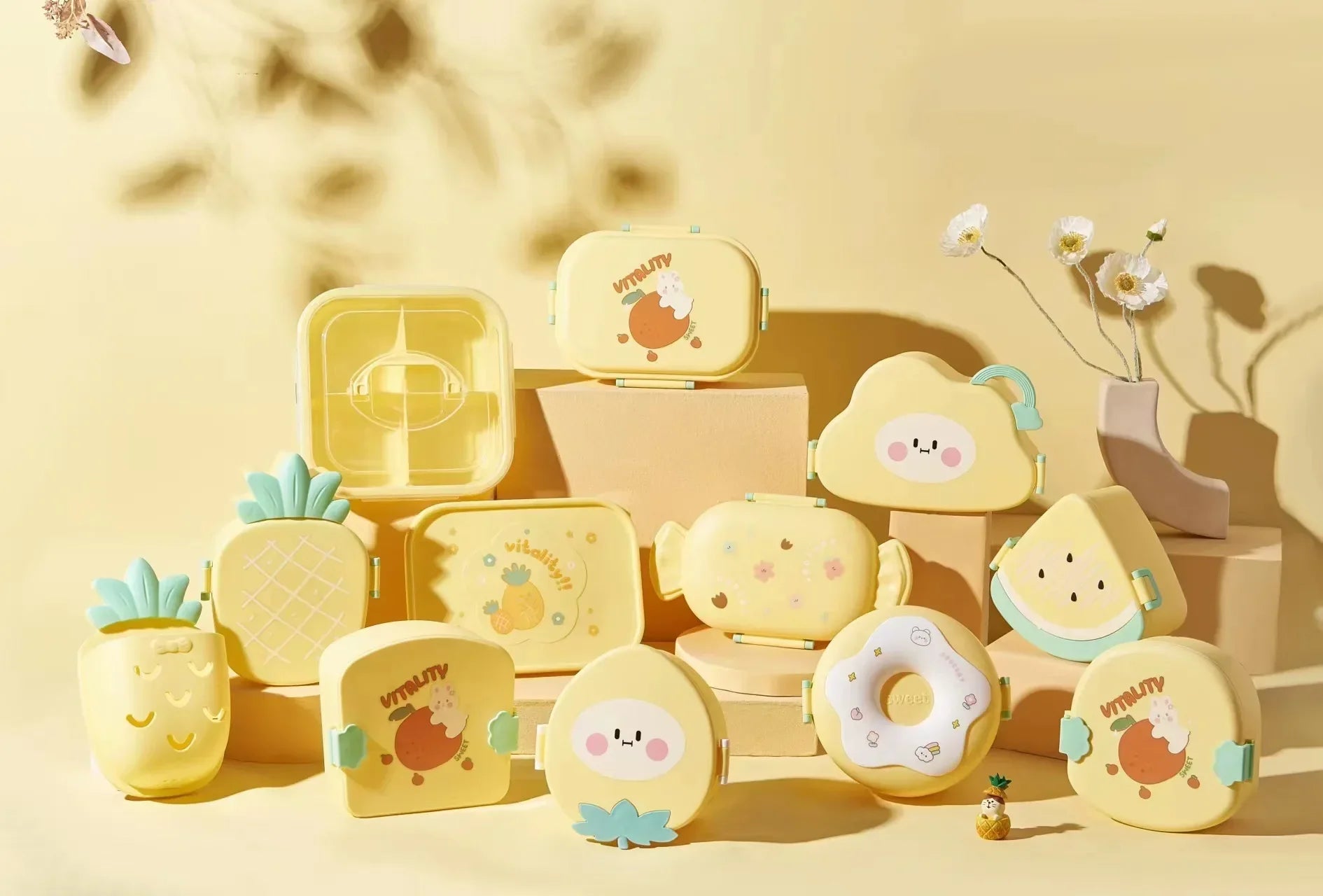 Bento Lunch Box for Kids Kawaii Cartoon Students Sandwich Snack Food Box Fruit Container Portable Picnic Fresh Box