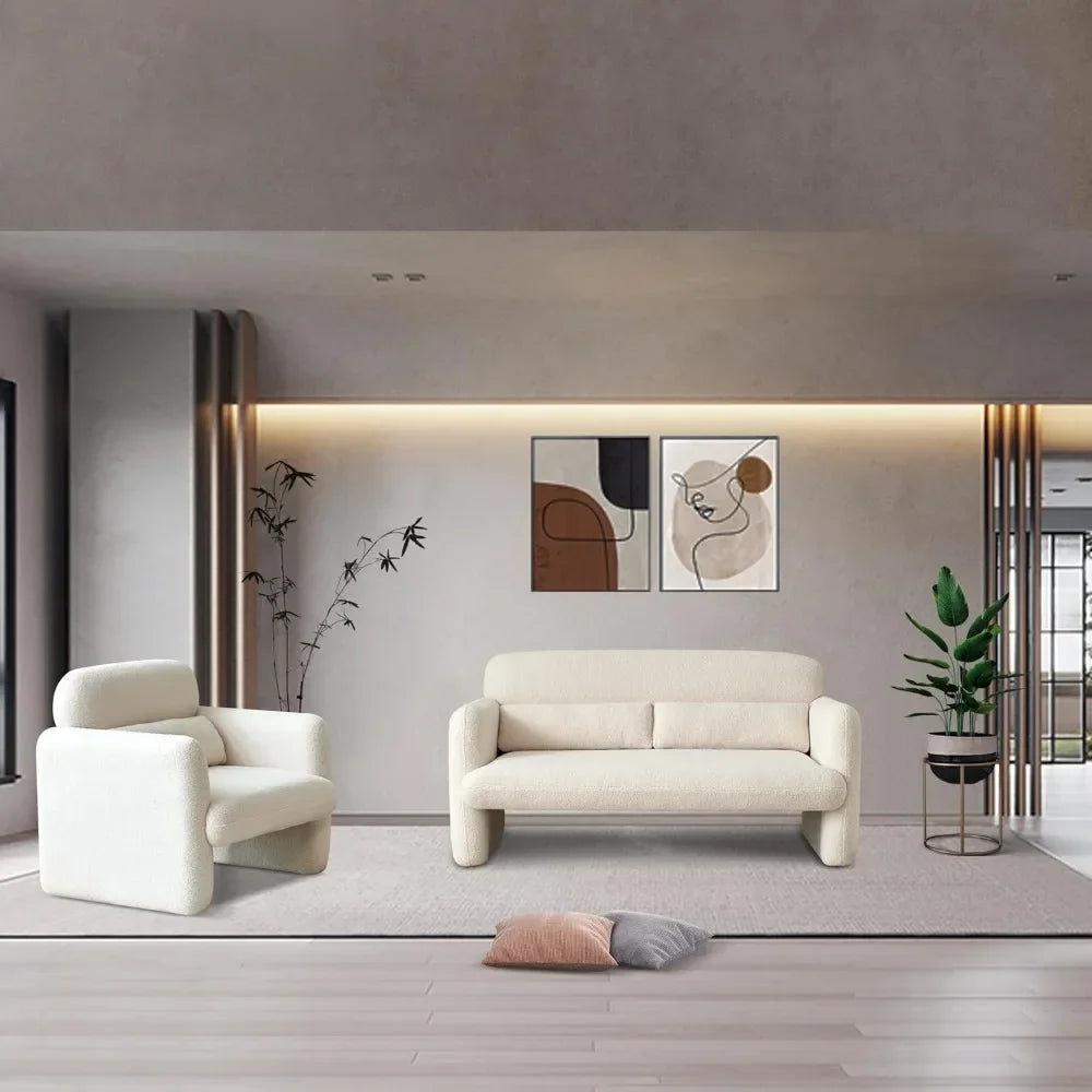 Modern Sherpa Lamb Fabric Armed Chair Comfy Upholstered Armchair Leisure Single Sofa Chair 33.86" Accent Chairs