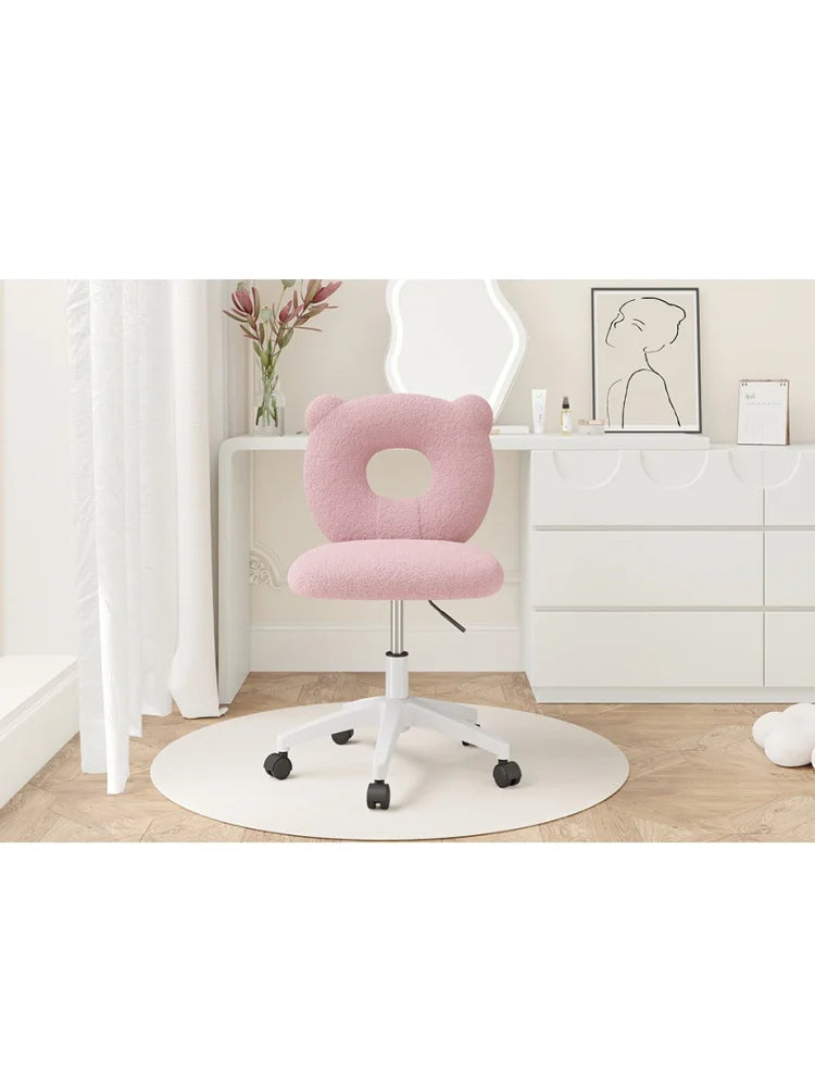 Little Bear Office Chair Female Male Dormitory Backrest Chair Pink Cute Bedroom Living Room Chairs Learning Chair Furniture Home