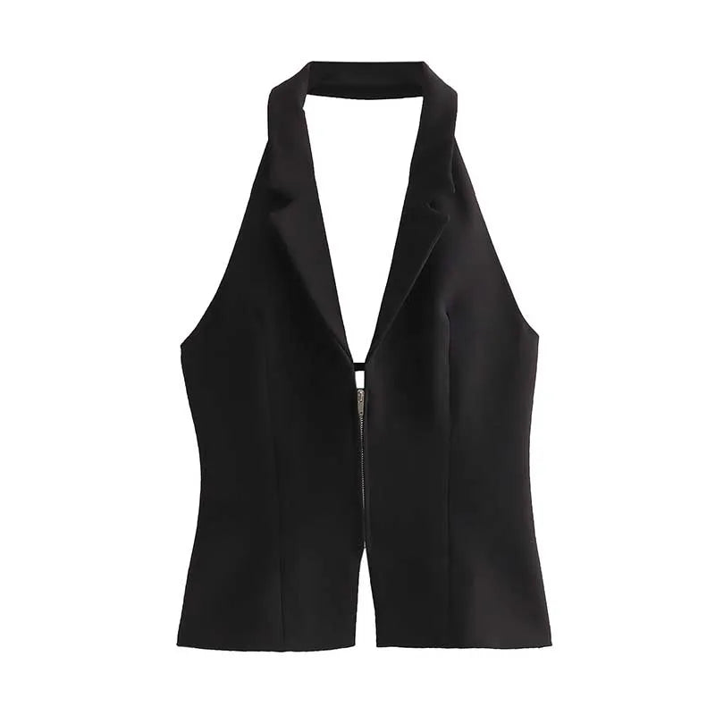Women Sexy Backless Strapless Halter Corset Tops Side Zipper Lady Slim Camis Female Solid Chic Tops