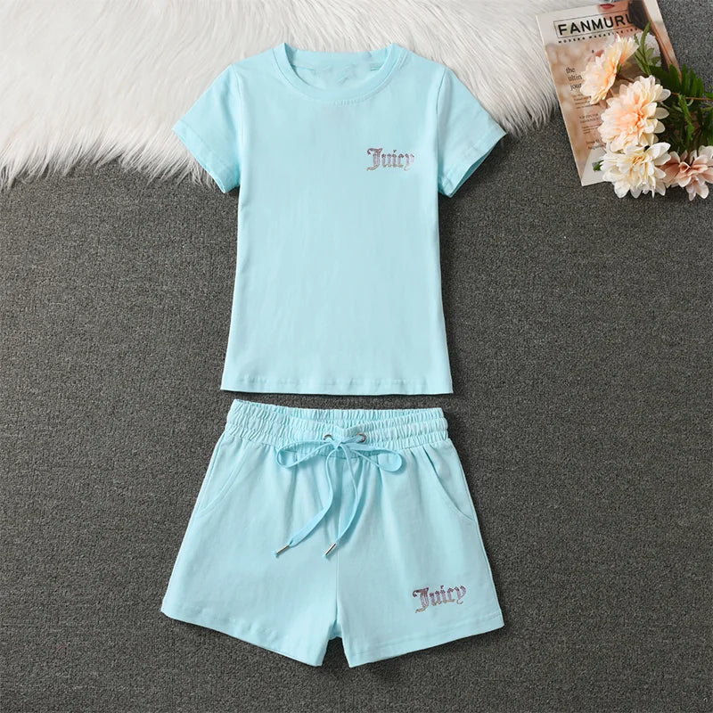 New Short Sleeved Yoga Suit Set, Women's Slim Fit Dress, Summer Casual Sports Two-piece Set