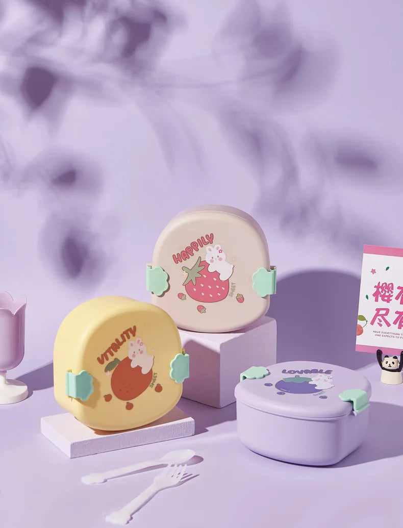 Strawberry Shape Lunch Box, 2 Layer Food Fruit Storage Bento Boxs