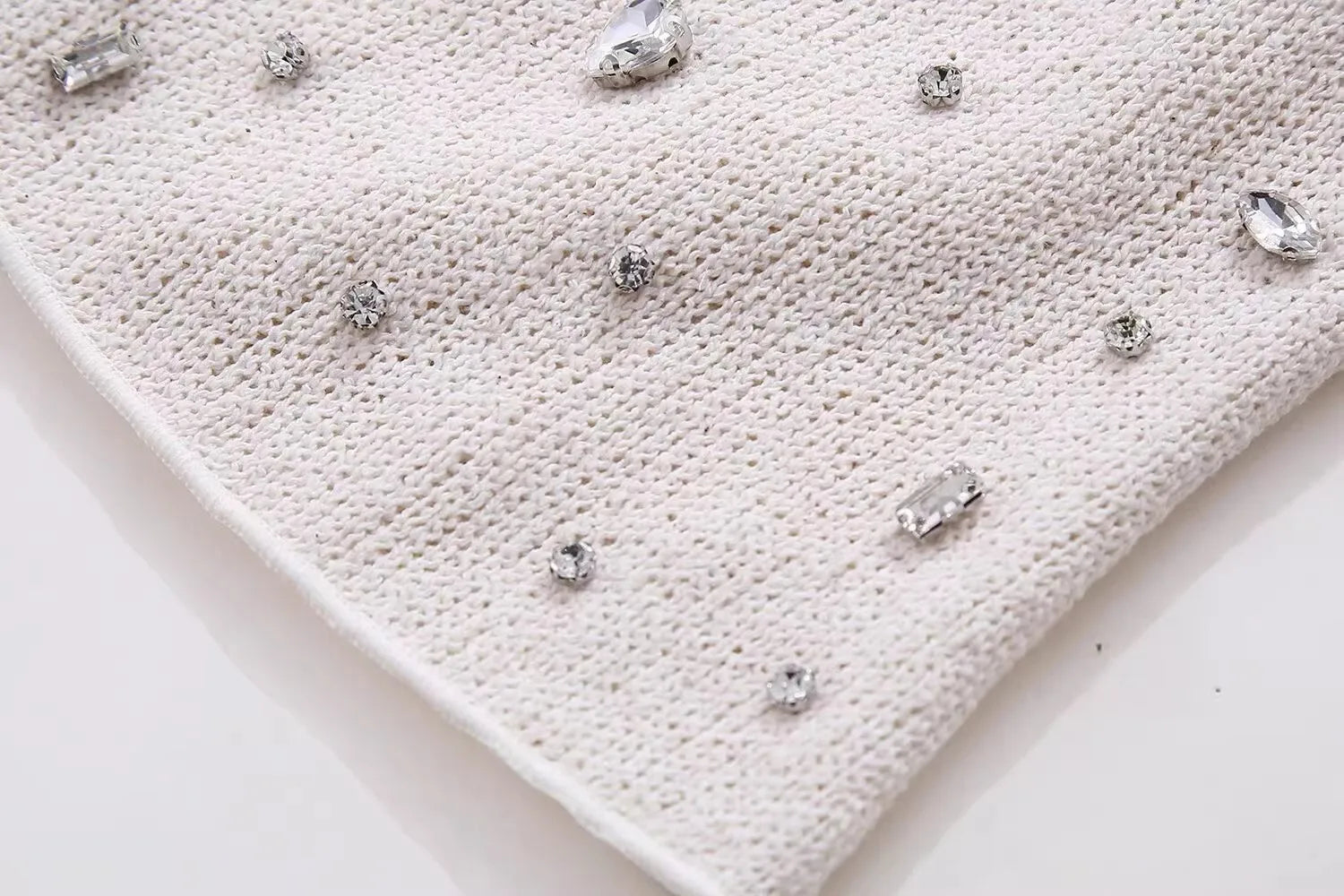 Diamond Women 2 Piece Set Luxury Knit Halter Backless Tank Tops+Shorts Casual Matching Streetwear Stretch Simple Suit