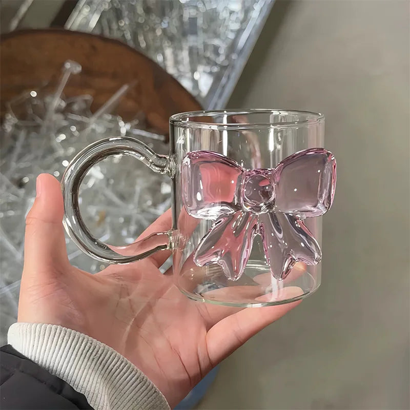 Pink Bow Series High Glass Cup, Butterfly Candlestick Romantic Champagne Wine