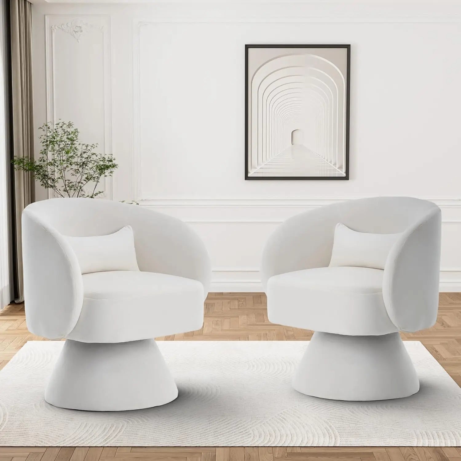 Swivel Barrel Chairs, Upholstered Swivel Cuddle Accent Chairs for Living Room, Comfy 360 Degree Modern Small Round