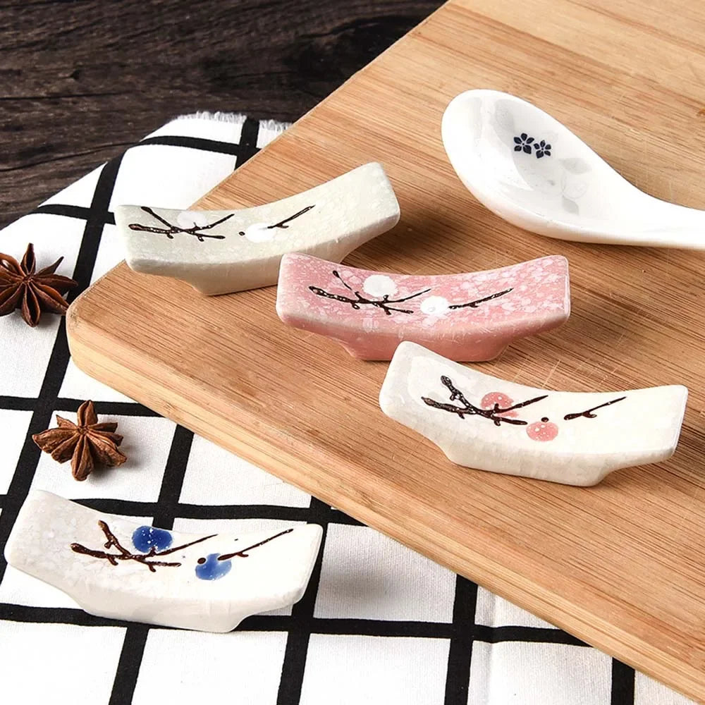 Japanese Plum Blossom Ceramic Chopstick Holder Creative Kitchen Supplies Household Chopstick Holder Care Gadget