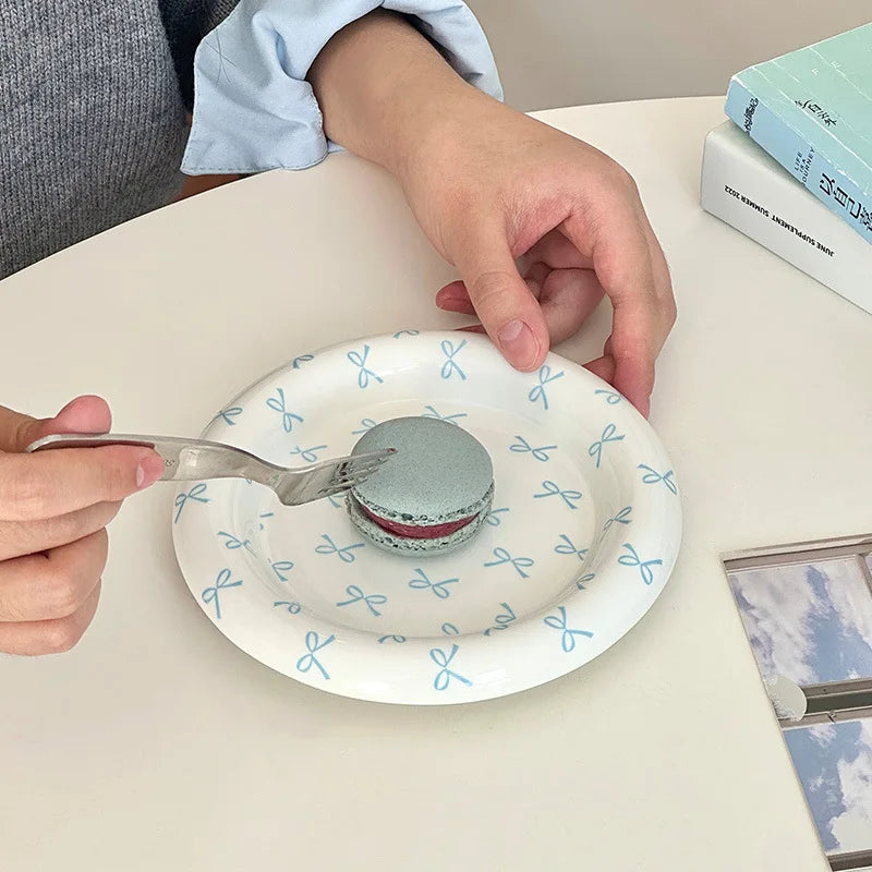 Heart Bow Ceramic Tableware Set Creative Breakfast Dessert Cake Plate