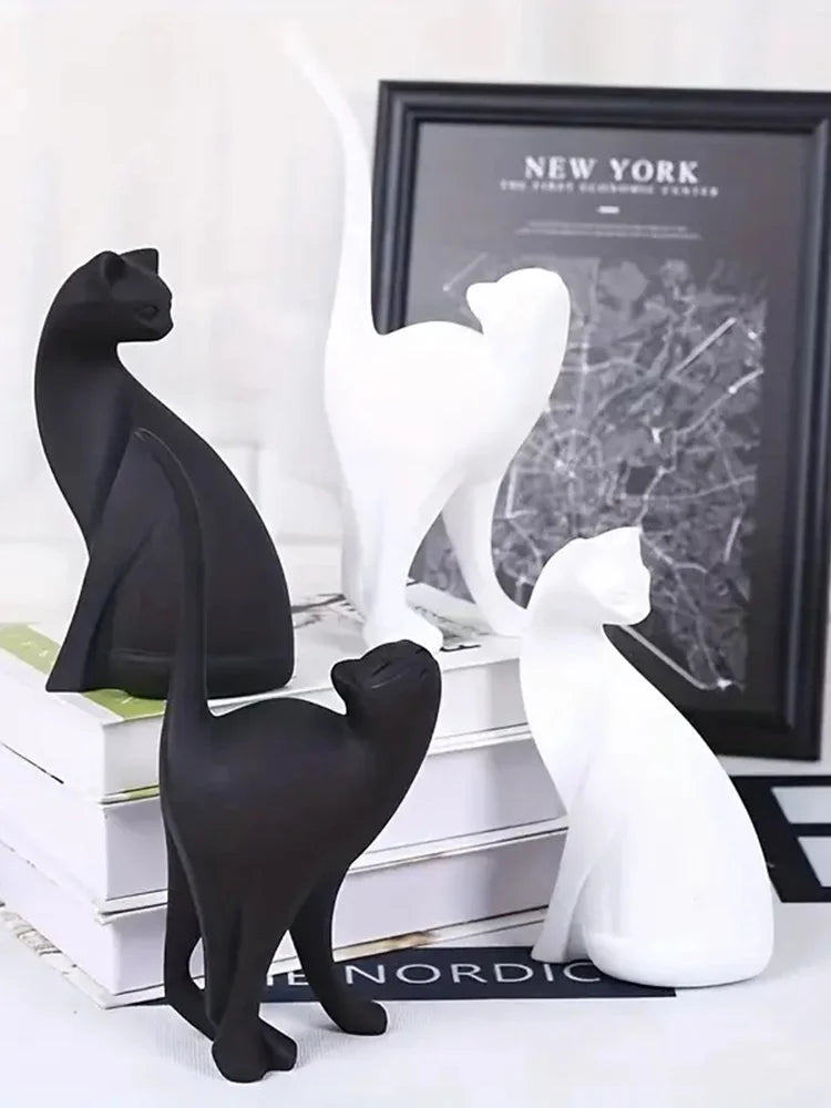 Resin Couples Cat Statues for Home Decorations Animal Figurine Home Decor Sculpture