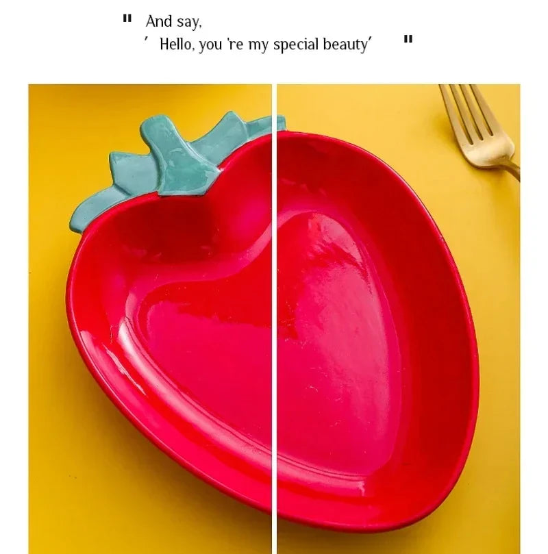 Hand Painted Fruit Shape Cute Fruit Salad Plate Creative Ceramic Bowl Pineapple Strawberry Lemon Ceramic Cutlery