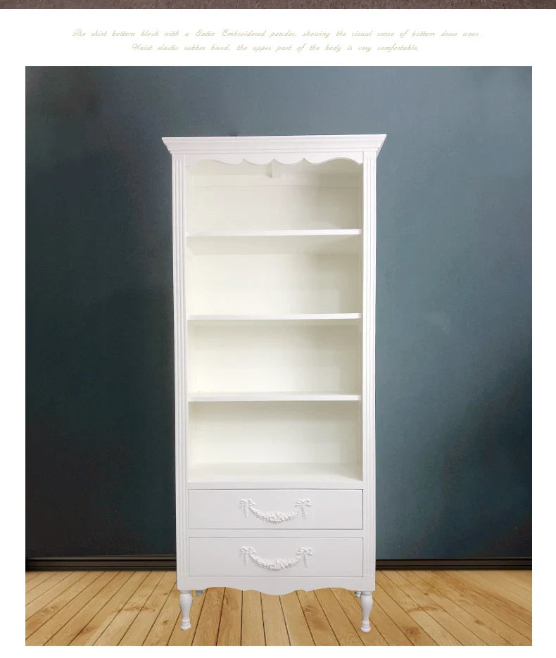 French Bookcase Bookshelf and Storage Shelf Modern Pastoral Hand Office Display Rack Display Cabinet Integrated Bookcase