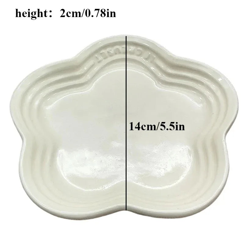 Plum Blossom Small Plate 5.5 Inch Flower Shaped Ceramic Sauce Plates 4-Piece Set W/Rainbow Gradient Glossy Finish for Home