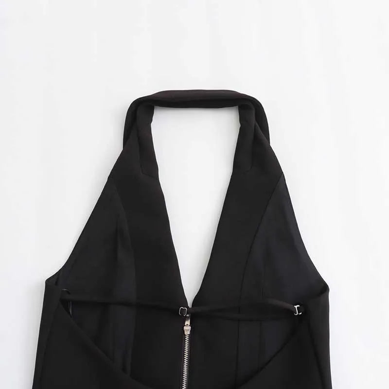 Women Sexy Backless Strapless Halter Corset Tops Side Zipper Lady Slim Camis Female Solid Chic Tops