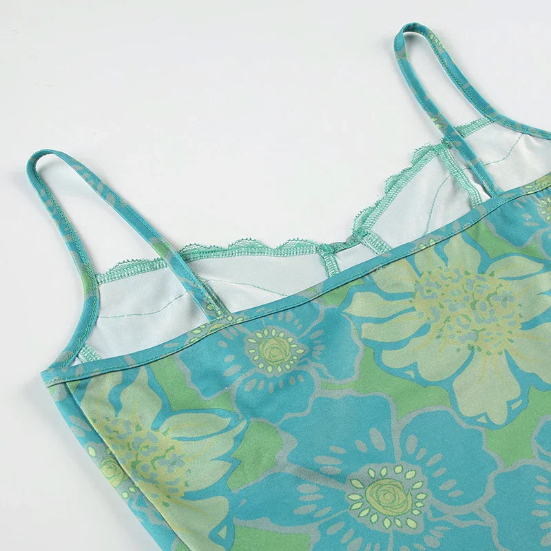 Fashion Chic Print Lace Trim Cams Bustier Women Skinny Retro Hottie Camisole Style