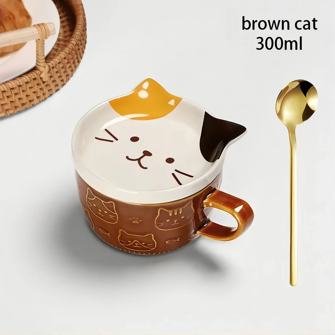 Cartoon Animal Ceramic Cup with Lid Mug Porcelain Home Kitchenware
