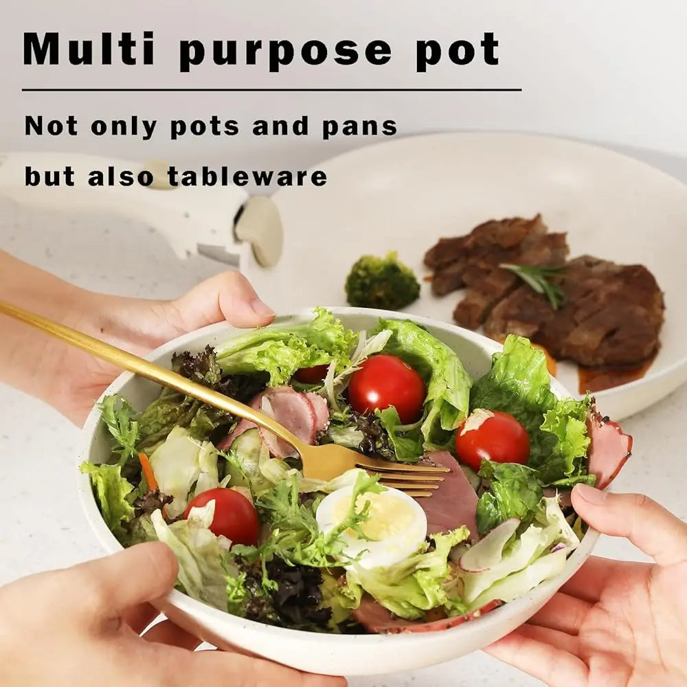 Pink Grey Non-stick Pot And Pan Sets With Removable Handle, Ceramic Cookware Set Detachable Handle, Induction Kitchen