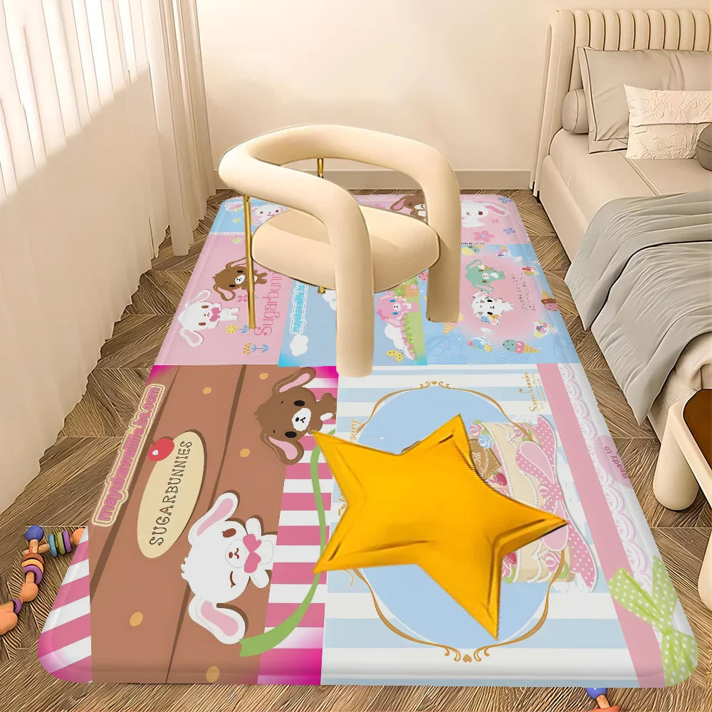Sugarbunnies Anime Kawaii Entrance Door Mat Washable Non-Slip Living Room Sofa Chairs Area Mat Kitchen Welcome Doormat