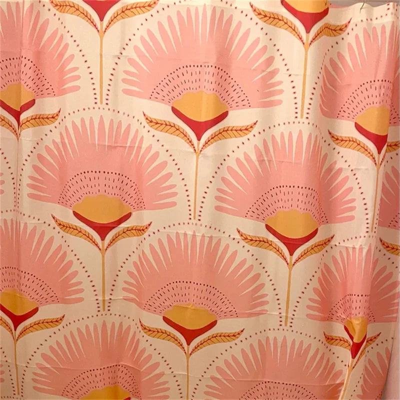 Vintage Pink Art Floral Pattern Shower Curtain