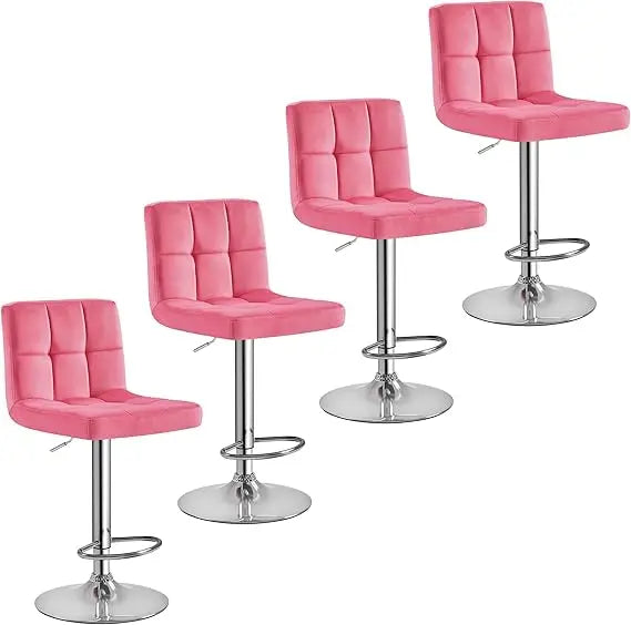 Set of 4, Adjustable PU Leather Swivel Barstools, Modern Counter Stools with Back and Footrest, Counter Height Barst