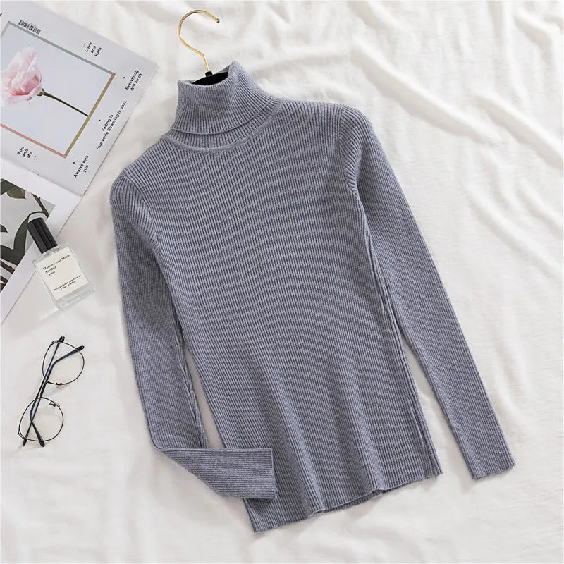 Women Fall Turtleneck Sweater Knitted Soft Pullovers Cashmere Jumpers Basic Soft Sweaters For Women Autumn Winter