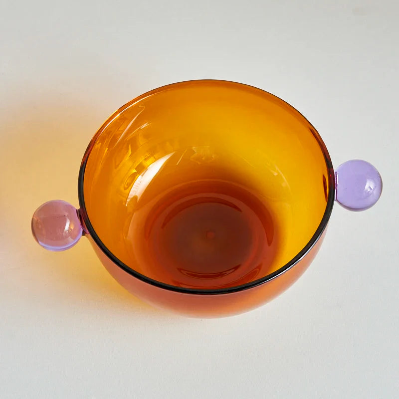 Ice cream Bowl with Handle Glass Bowl Heat Resistant Glass