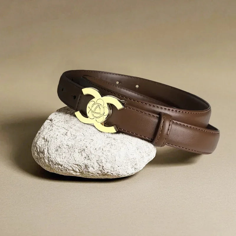 Women's Versatile Belt, Elegant Retro Style, Square Alloy Buckle