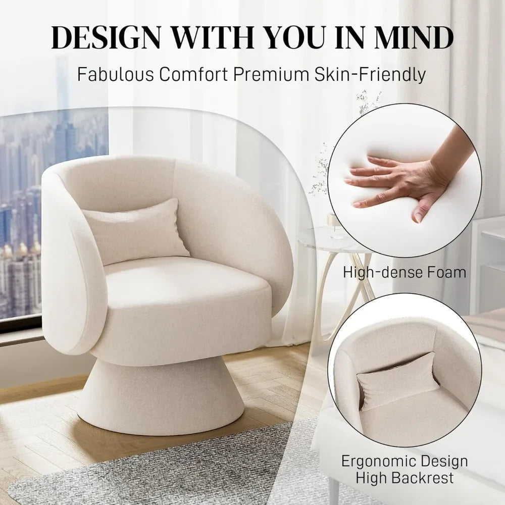 Swivel Barrel Chairs, Upholstered Swivel Cuddle Accent Chairs for Living Room, Comfy 360 Degree Modern Small Round