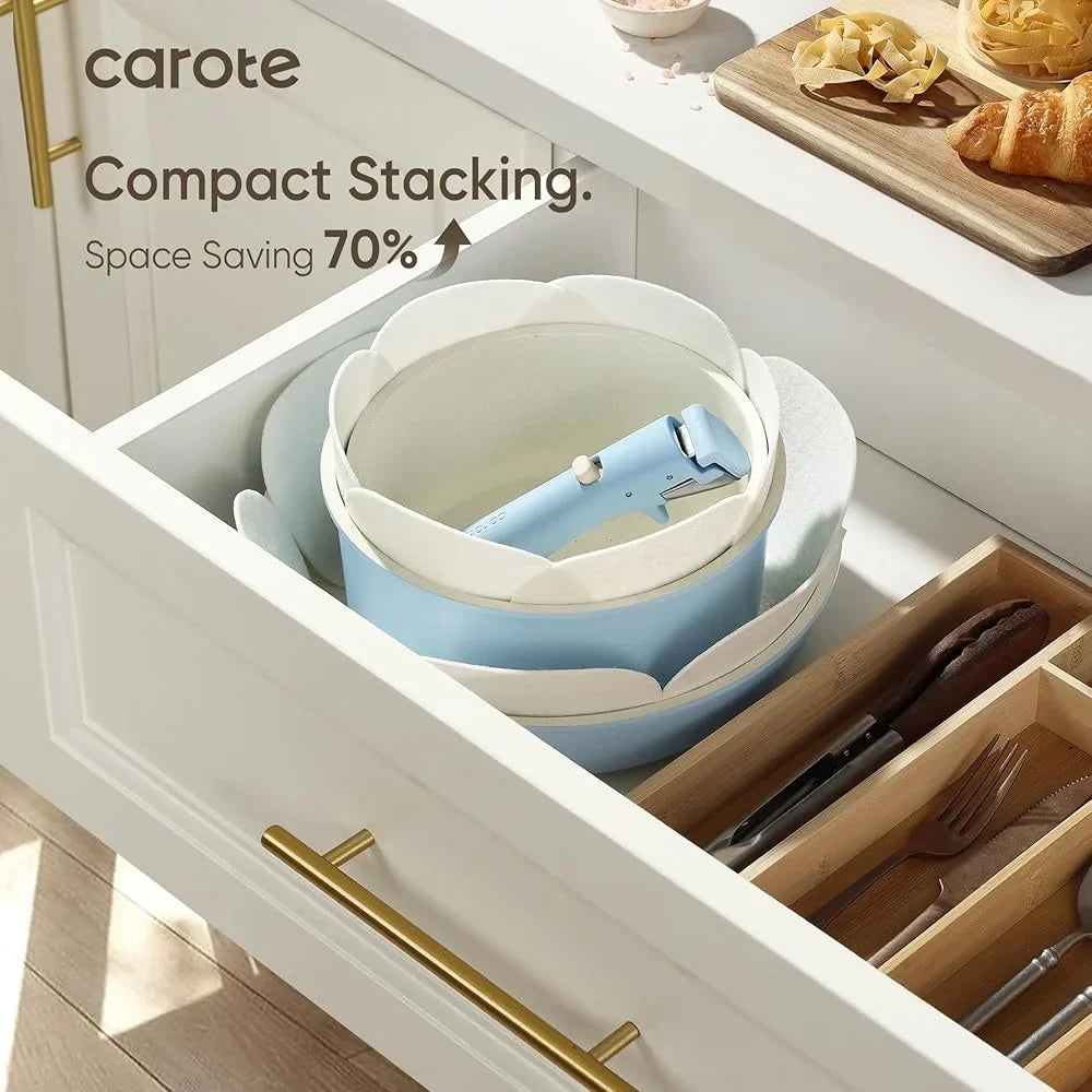 Nonstick Cookware Set 15pcs Detachable Handle Induction Pots and Pans Space Saving Kitchen Cookware Easy Clean Cookware Set