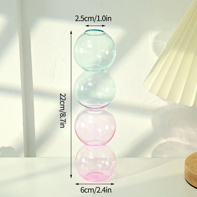 Glass Bubble Vases Hydroponic Flower Vase Creative Spherical Flower Vases Stained Bubble Glass Vase Home Office Decor