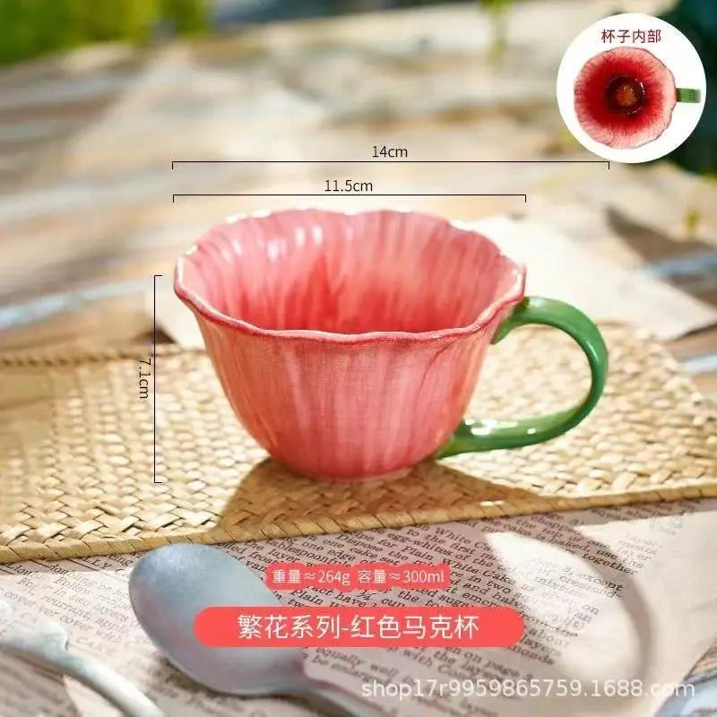 Ceramic Flower Serving Plate Cake Dessert Plate Flower Ceramic Bowl Tableware Set Dining Table