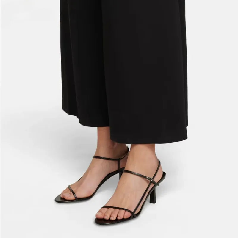 Thin Strap French Sandals With a Single Buckle Strap for Women, Slim Heels and Open-Toed High Heels