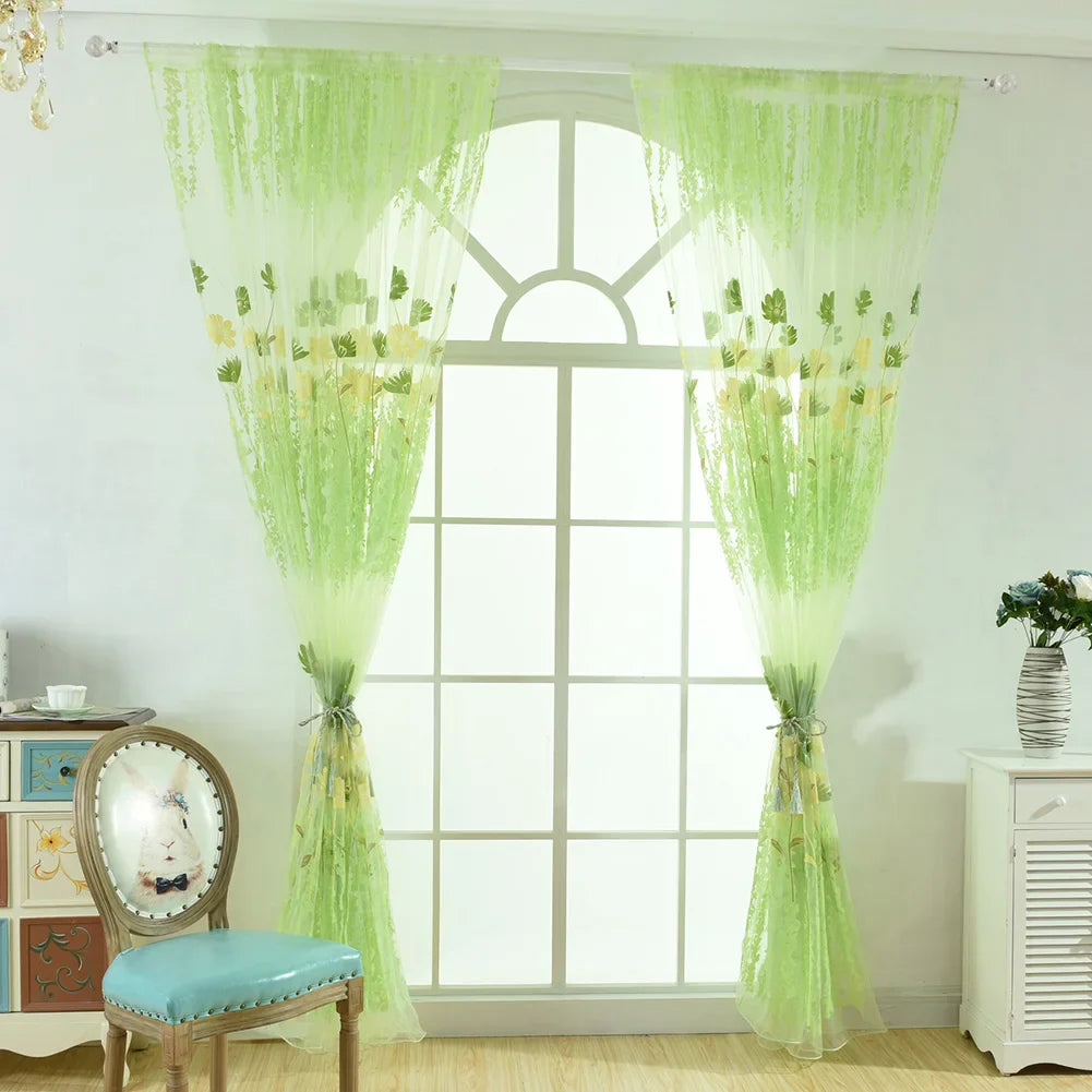 Floral Tulle Sheer Curtains for Living Room Lace Embroidered Romantic Princess