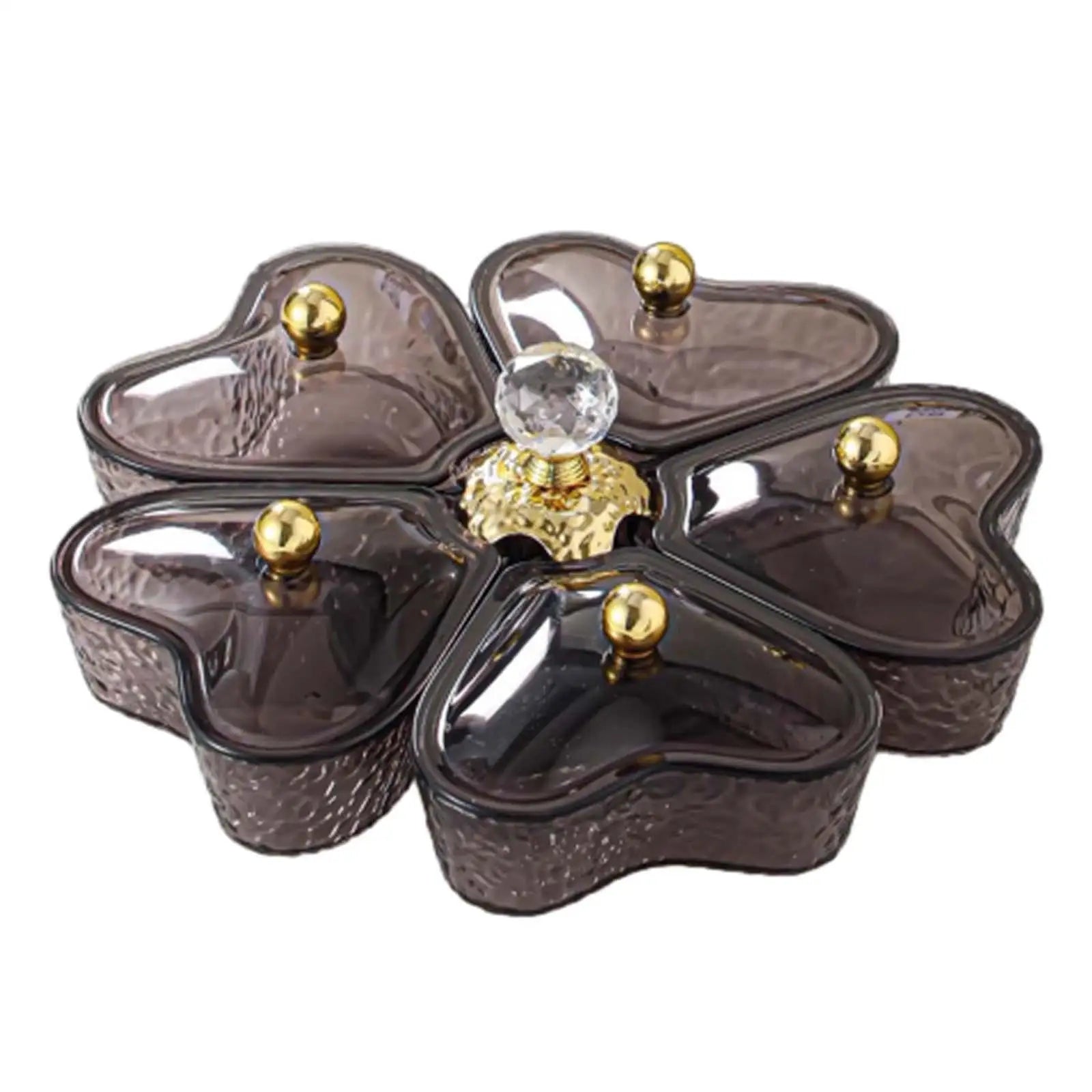 Divided Serving Tray Fruit Plate Organizer Nut Candy Veggie Tray Rotating Snack Platter for Candy Nuts Sweets Fruit Tea Party