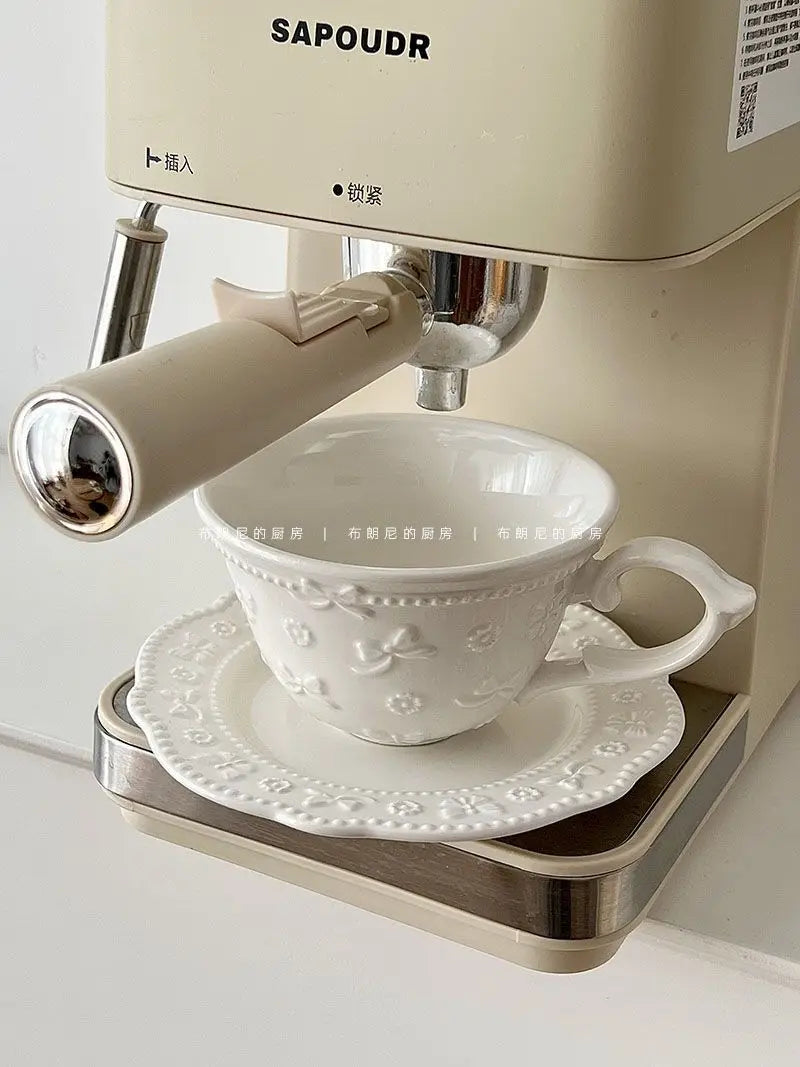 White French Lace Cup and Plate Set