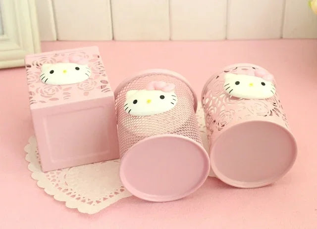 Hello Kitty Sanrio Animation Peripheral Cartoon Children's Pen Holder Creative Kawaii Desktop Storage Box Ornaments