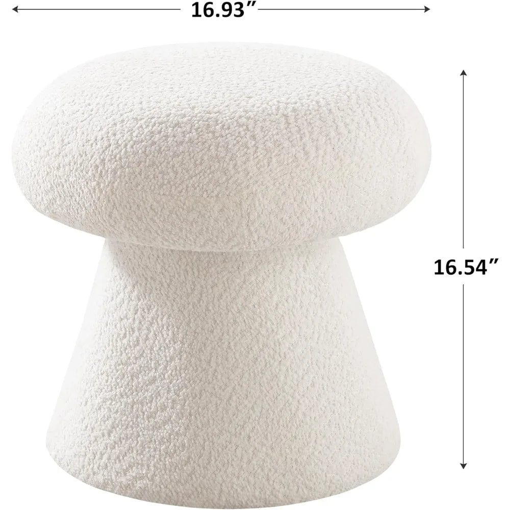 Luxury Light Mushroom Foot Rest Stool, Small Upholstered Footstool Ottoman for Makeup, Living Room, Bedroom, Stools & Ottomans