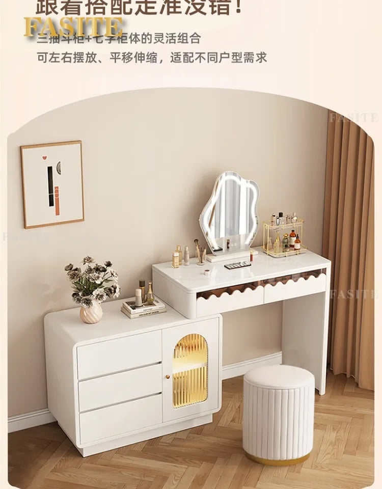 Modern Simple Makeup Table Household Bedroom Writing Desk Corner Desk Integrated Makeup Table