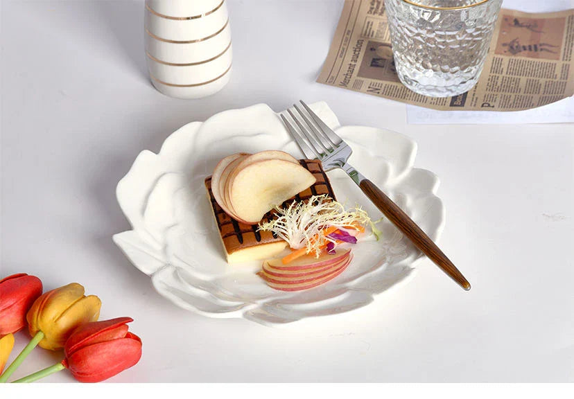 Lotus Flower Lace Cake Exquisite Dessert Plate