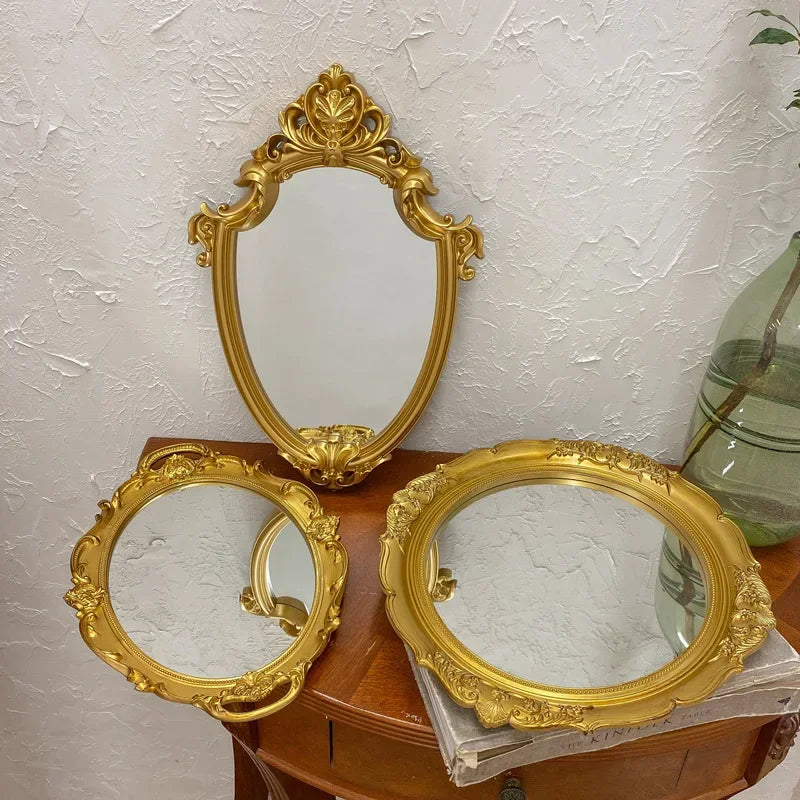 Vanity Mirrors Baroque Frame Mirror Gold Shield Wall Decorative Mirrors Plate