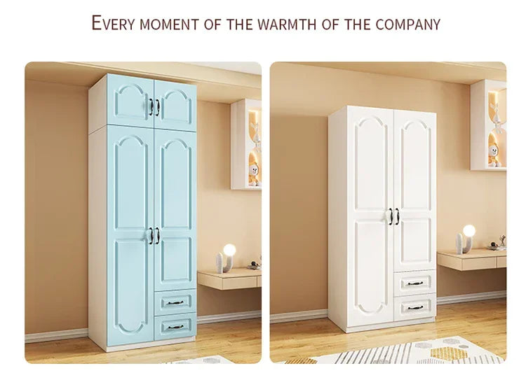 Two Door Wardrobe Clothing Organizer Korean Style Wooden Wardrobe - Heavy Duty